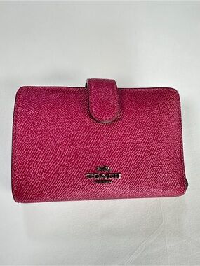 Coach Metallic Pink Small Corner Zip Wallet